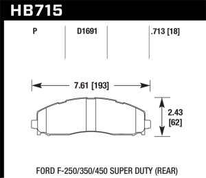 Ford F-350 Brake Pads - Rear - Hawk Performance - LTS - `15-`17